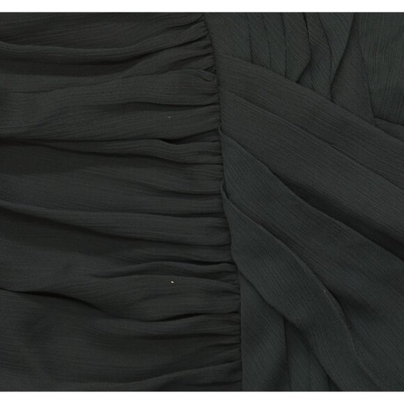 DKNY Chiffon Balloon-Sleeve Faux Wrap Side Slit Maxi Dress Forest Green 8 - Picture 7 of 12